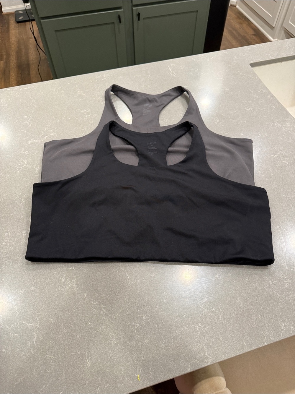 Two girlfriend collective Racerback Sports Bras - Black & Gray